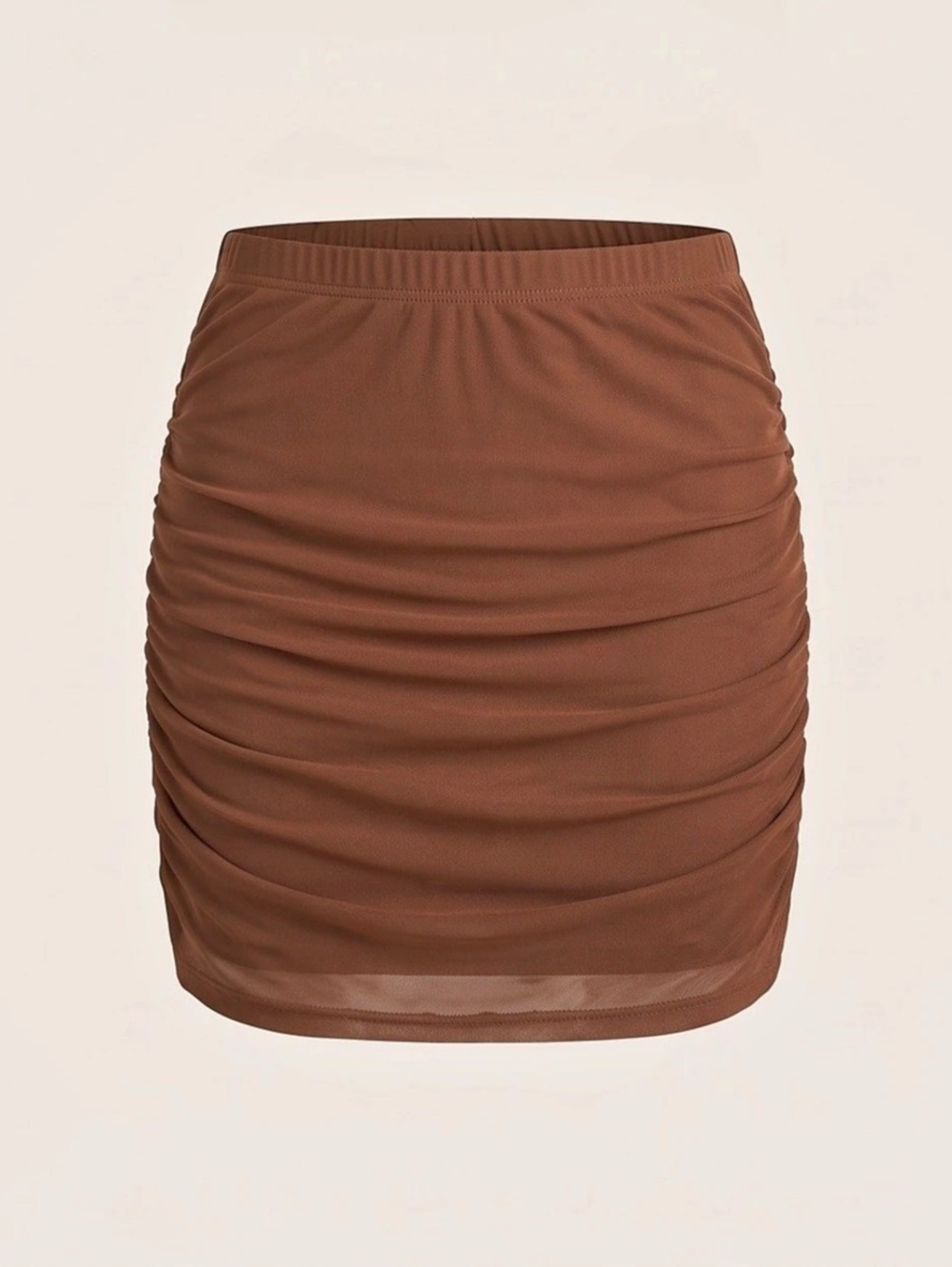 Avidlove Ruched Mesh Mini Skirt in Brown Size Medium Like New
